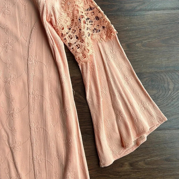 Mod Ref Bohemian Dress | Long Sleeve Dress | Peach | Light Orange | Lace Dress - Picture 4 of 8